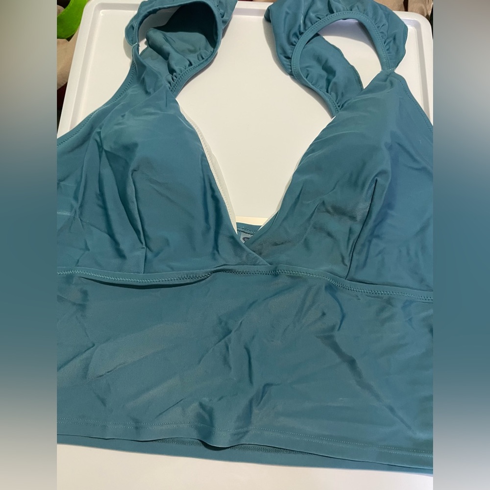 Old Navy Tankini Blue, ruffle straps, size XXL